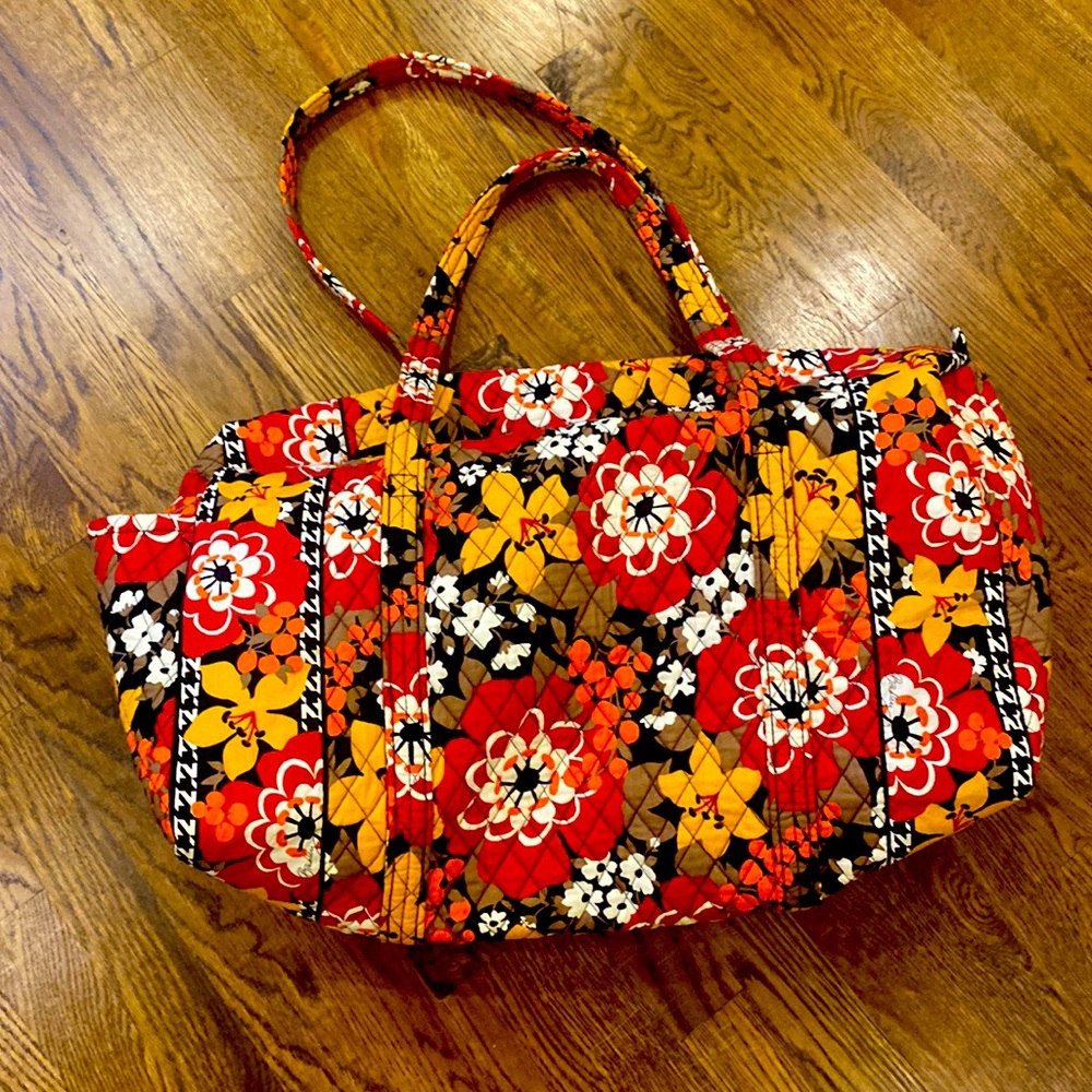 Vera Bradley bittersweet large duffle travel bag luggage red gold black